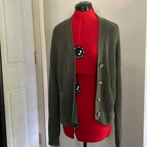 GAP green knit cardigan-L
